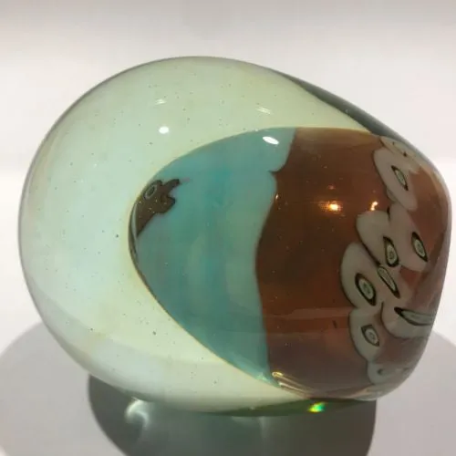 Signed Richard Ritter Art Glass Paperweight Millefiori & Fish Murrine