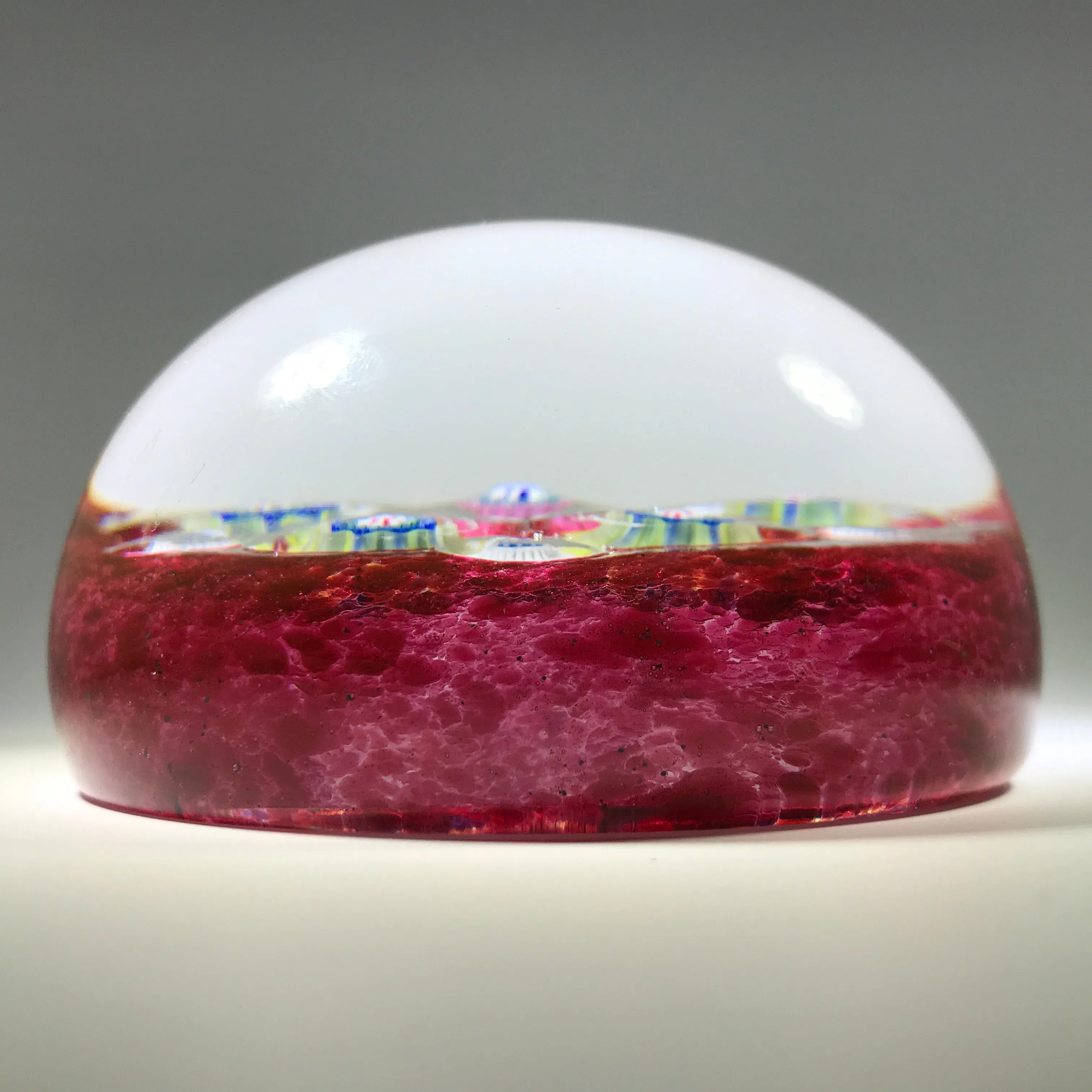 Signed Val St. Lambert Art Glass Paperweight Patterned Complex Millefiori