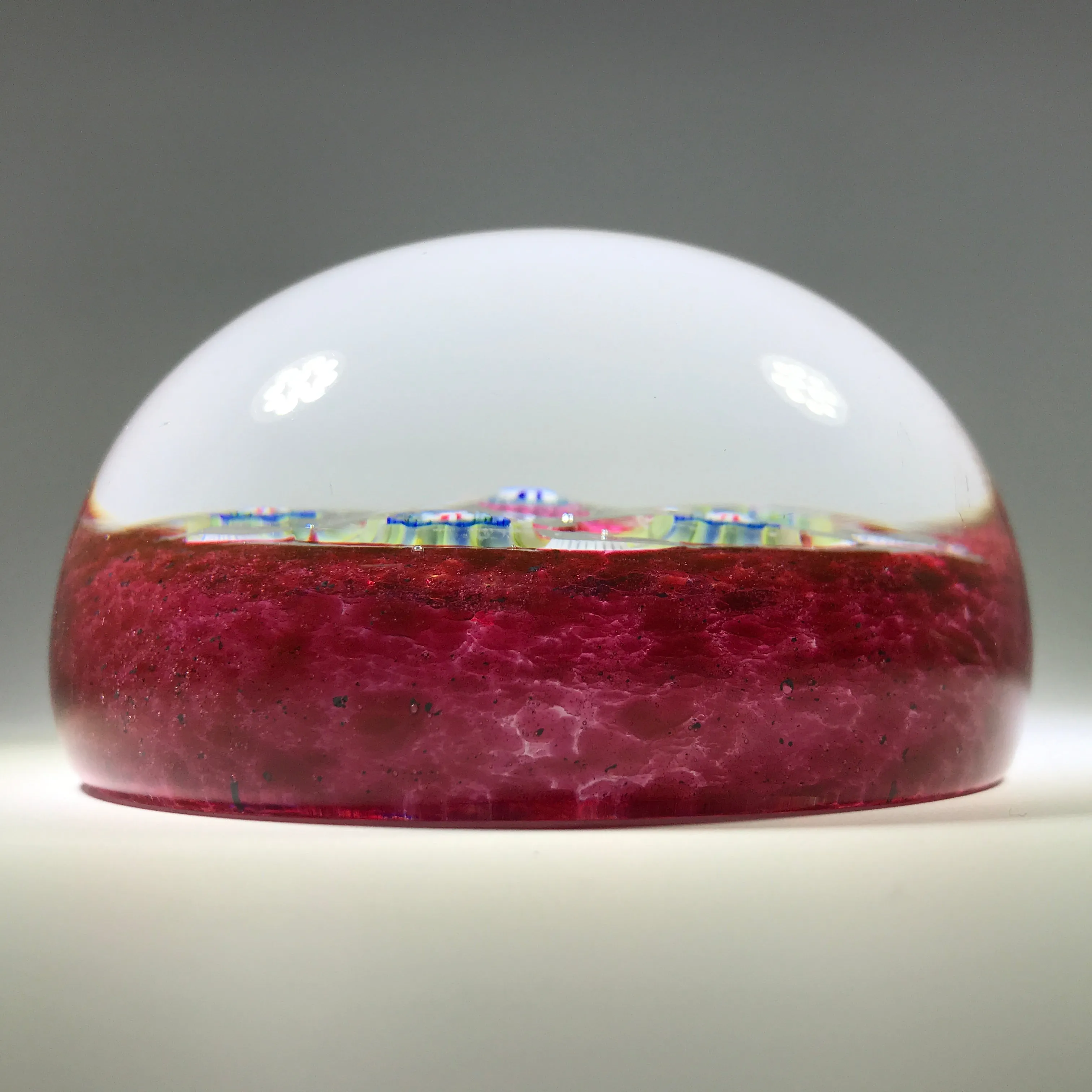 Signed Val St. Lambert Art Glass Paperweight Patterned Complex Millefiori