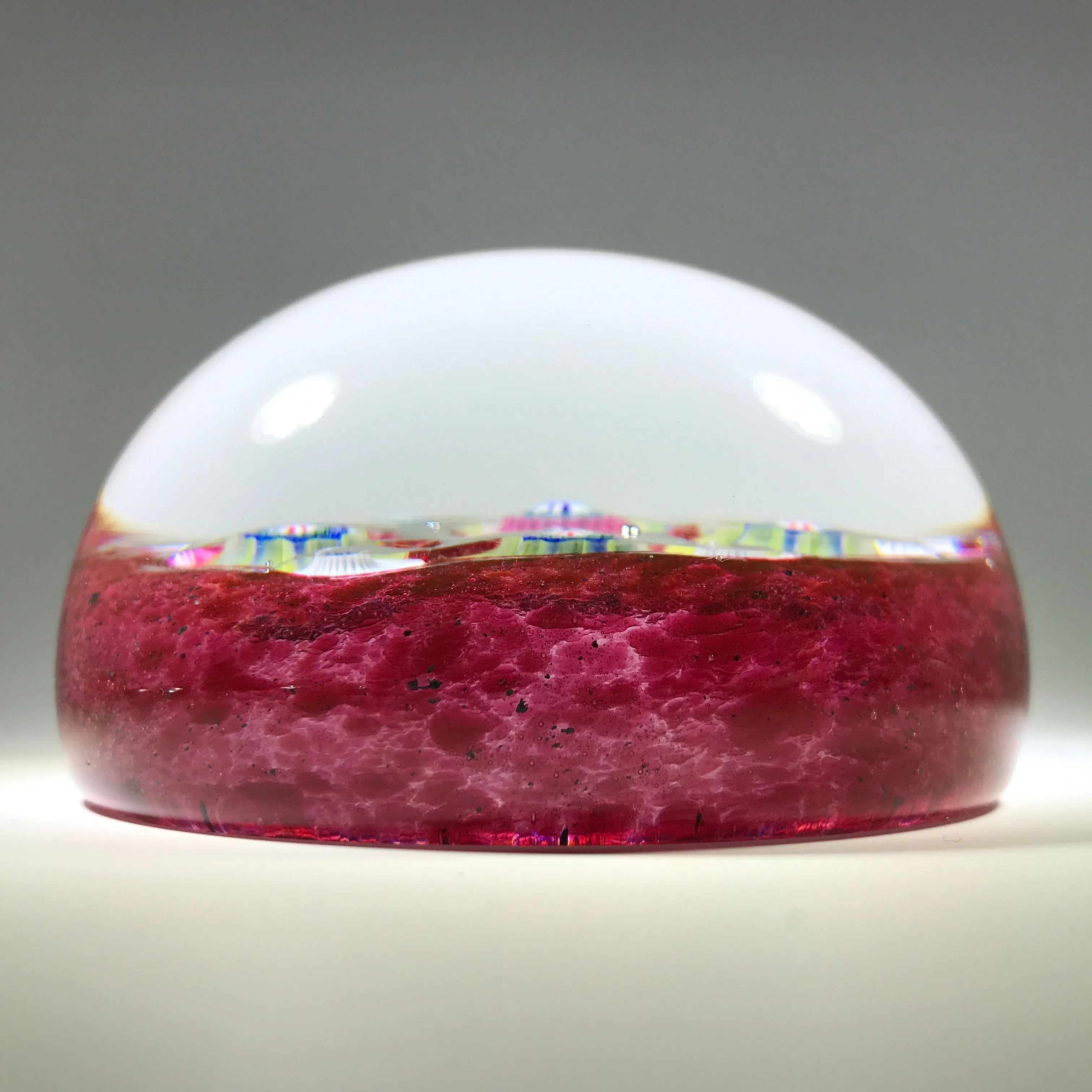 Signed Val St. Lambert Art Glass Paperweight Patterned Complex Millefiori