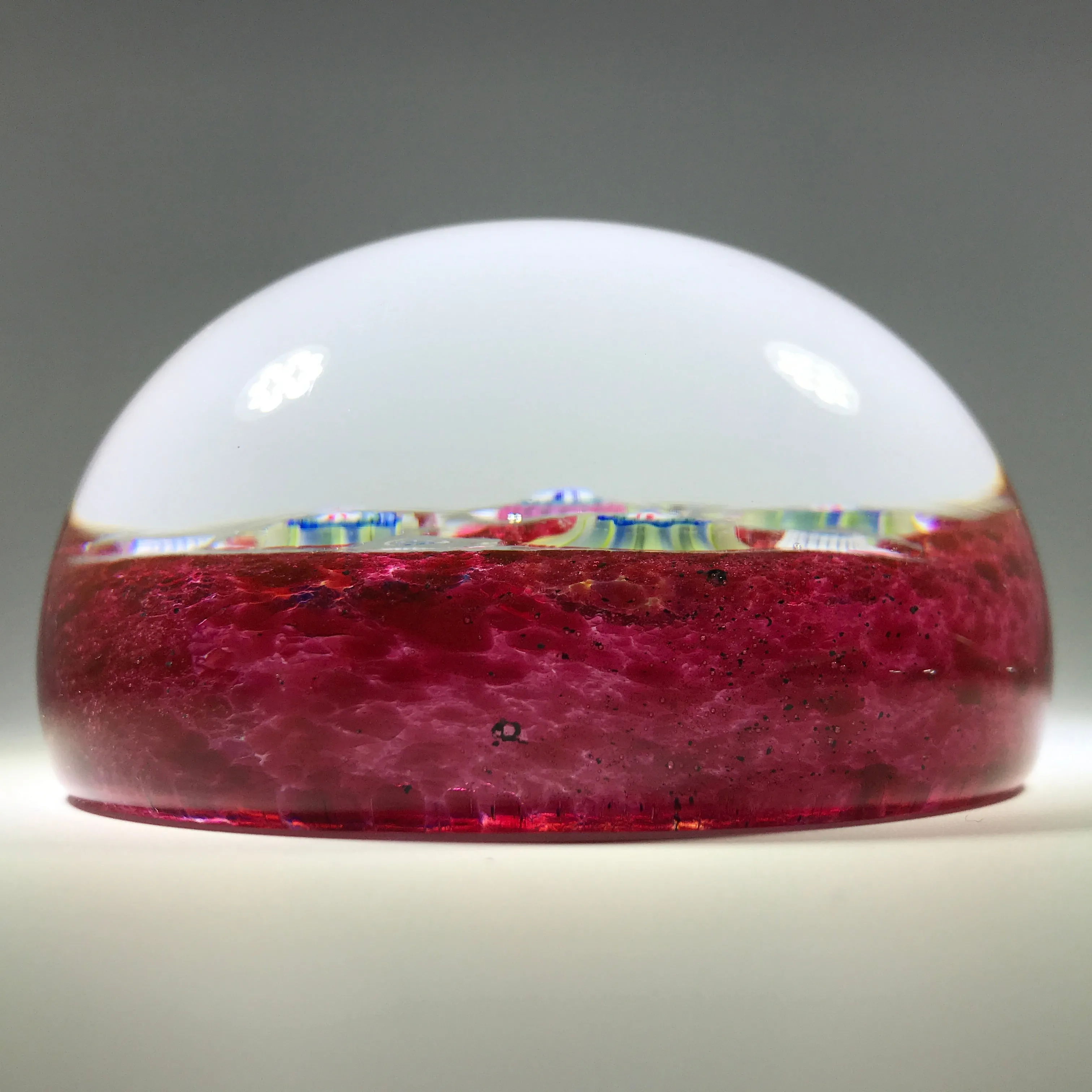 Signed Val St. Lambert Art Glass Paperweight Patterned Complex Millefiori