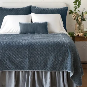 Silk Velvet Quilted Coverlet - Mineral - King