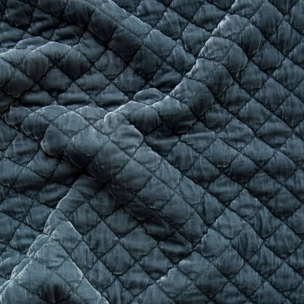 Silk Velvet Quilted Coverlet - Mineral - King