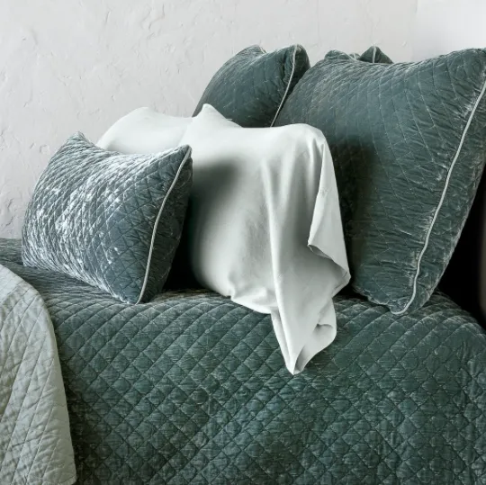 Silk Velvet Quilted Deluxe Sham - Eucalyptus
