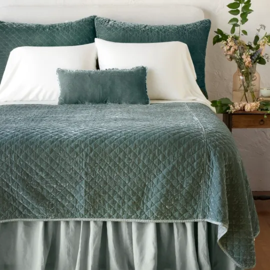 Silk Velvet Quilted Deluxe Sham - Eucalyptus