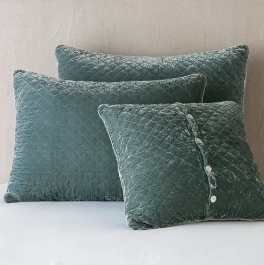 Silk Velvet Quilted Deluxe Sham - Eucalyptus