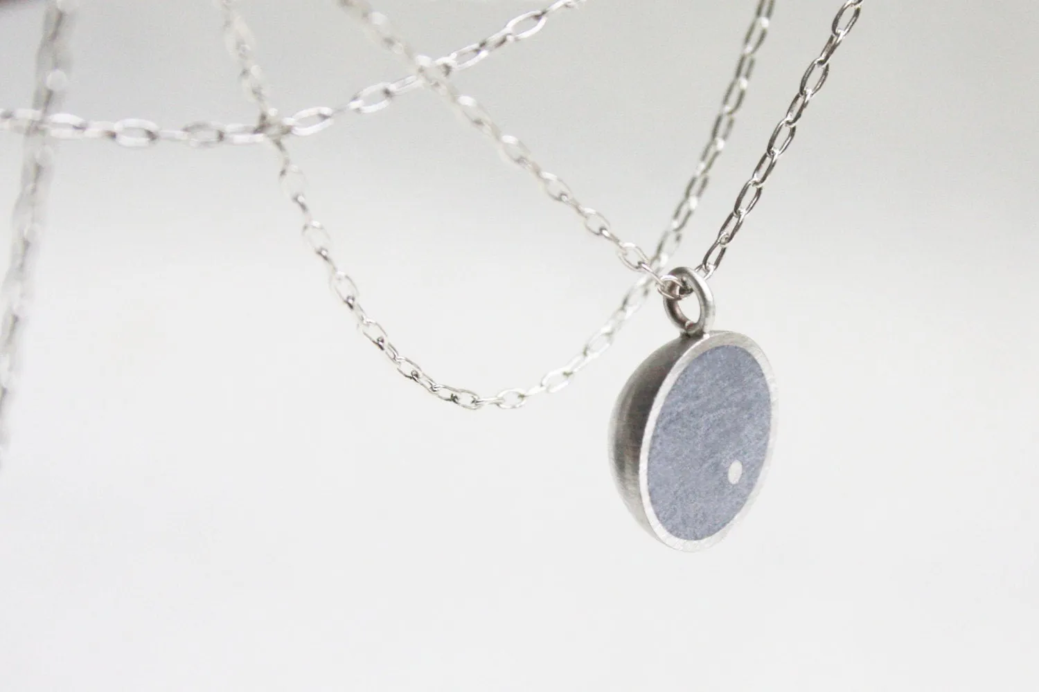 Silver Everyday Round Concrete Pendant
