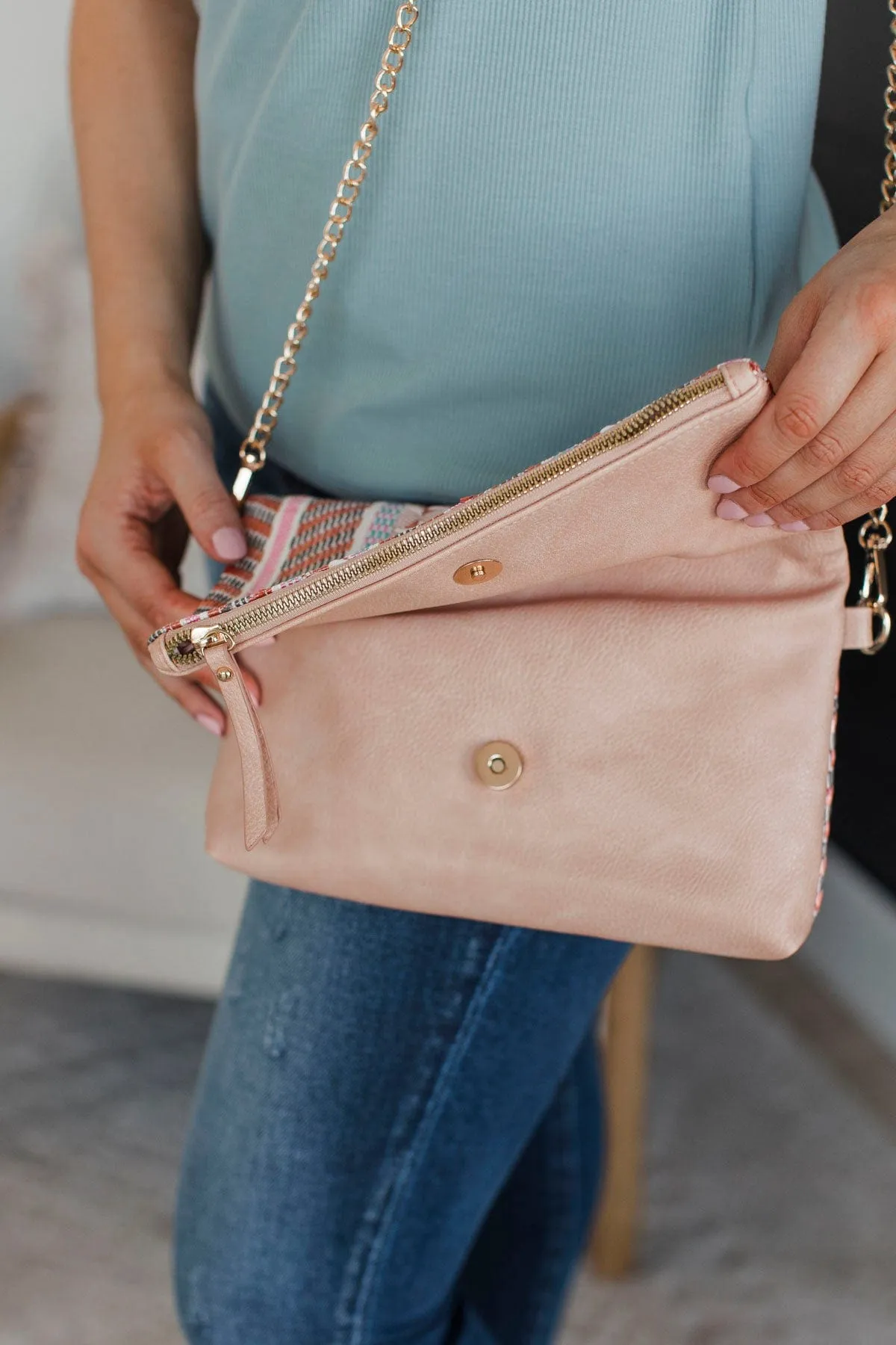 Simply Captivating Crossbody Purse- Nude