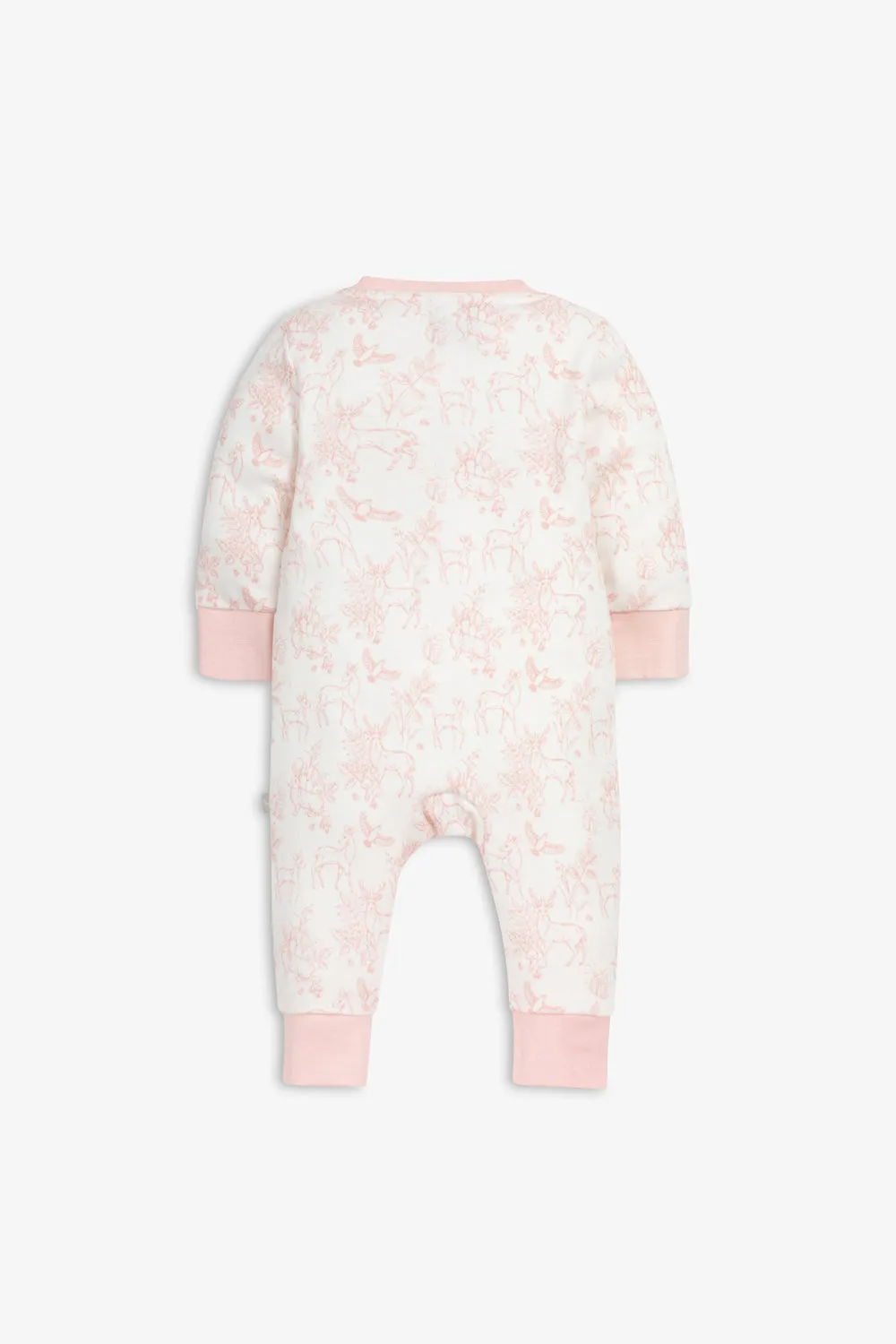 Sleepsuit and Bunny Gift Set, rose pink woodland print
