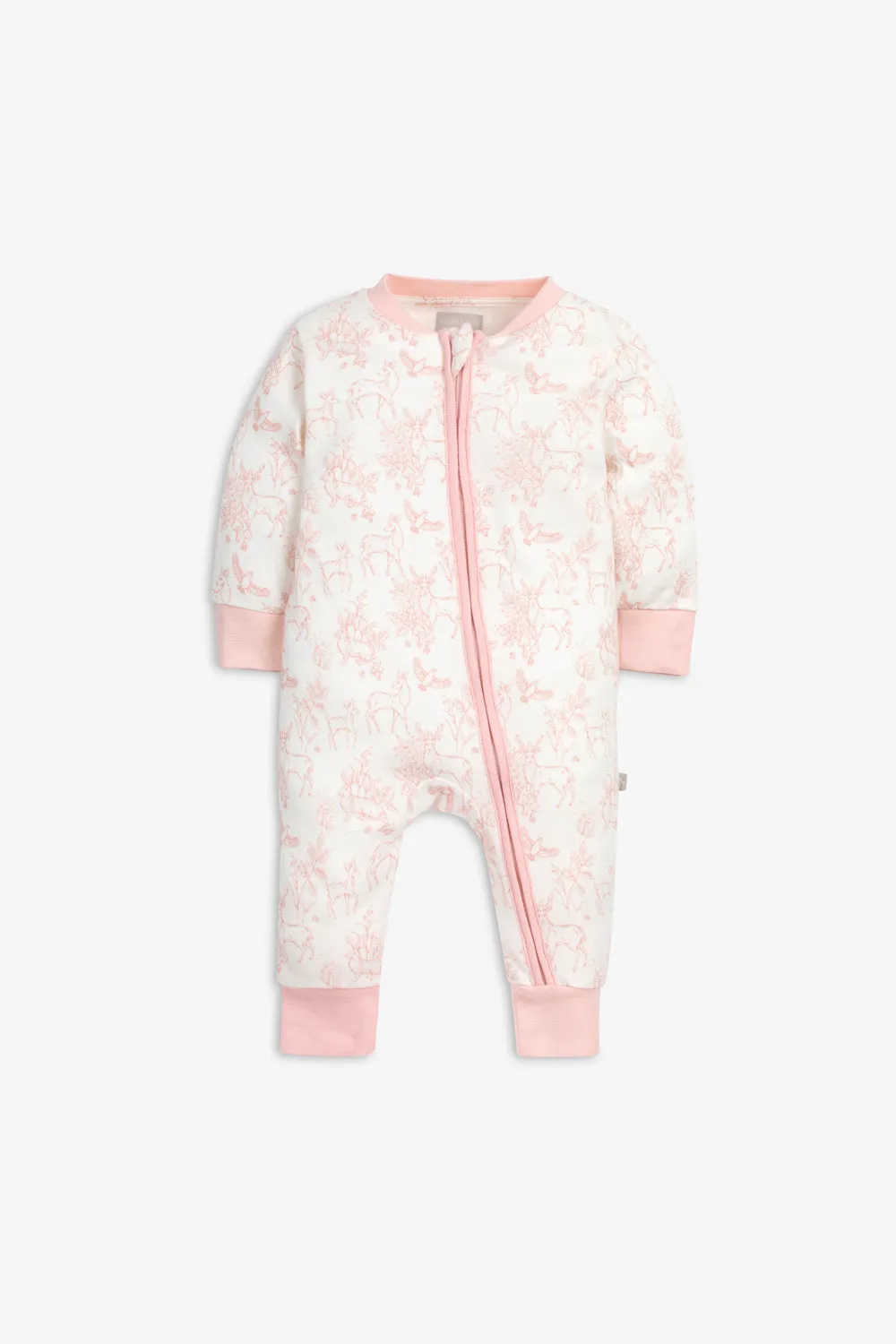 Sleepsuit and Bunny Gift Set, rose pink woodland print