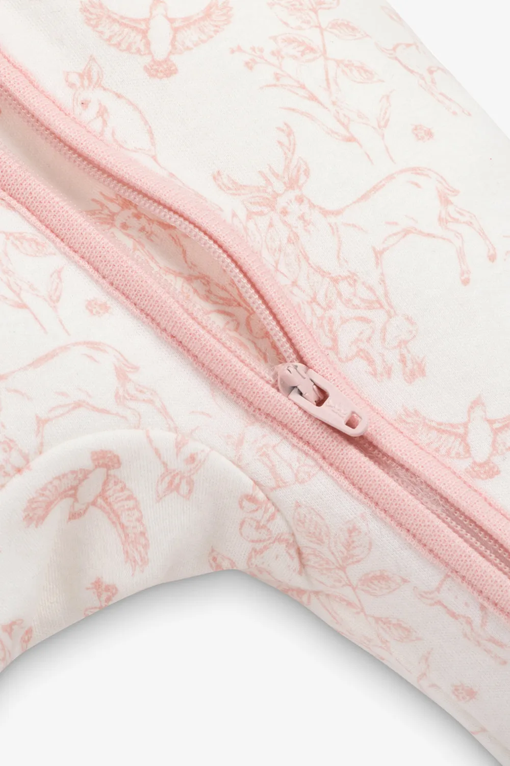 Sleepsuit and Bunny Gift Set, rose pink woodland print