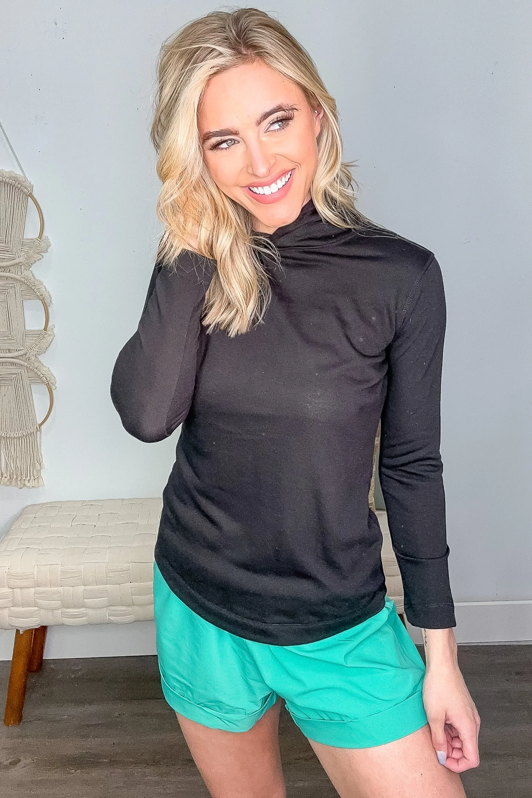 Slim Fit Hooded Pullover Top