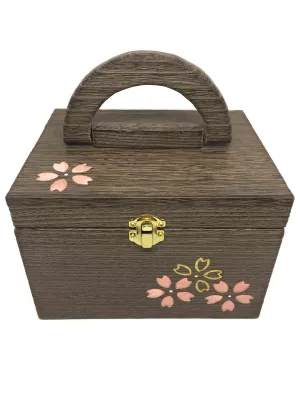 Small Kimekomi Briefcase - Dark Color - Sakura Flower Pattern