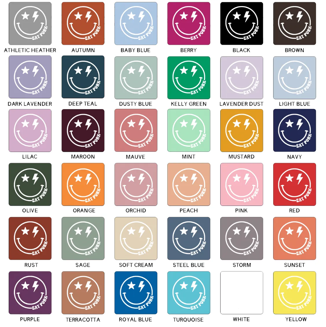 Smile Eat Pork White Ink T-Shirt (XS-4XL) - Multiple Colors!