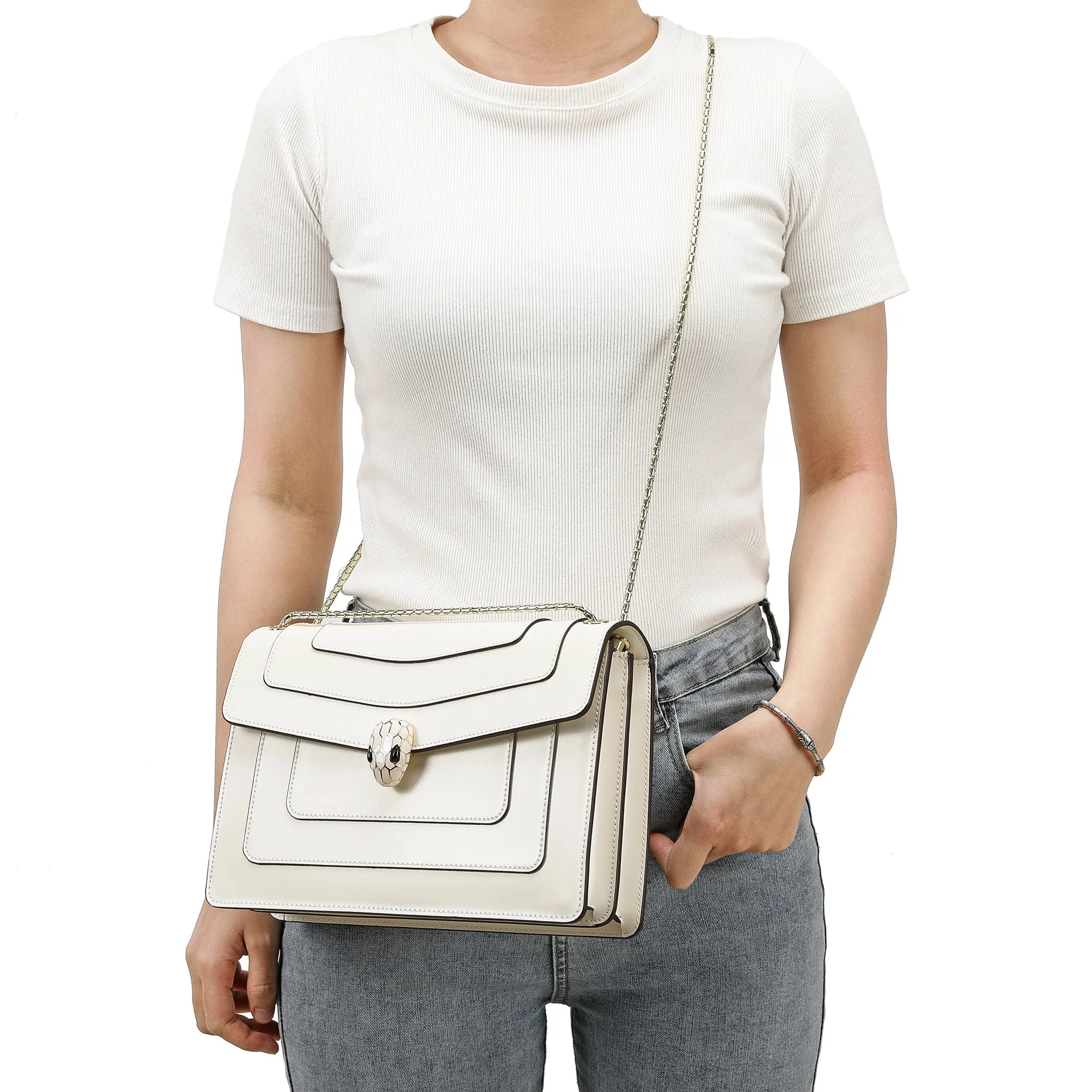 Smooth Leather Foldover Crossbody/Shoulder Bag