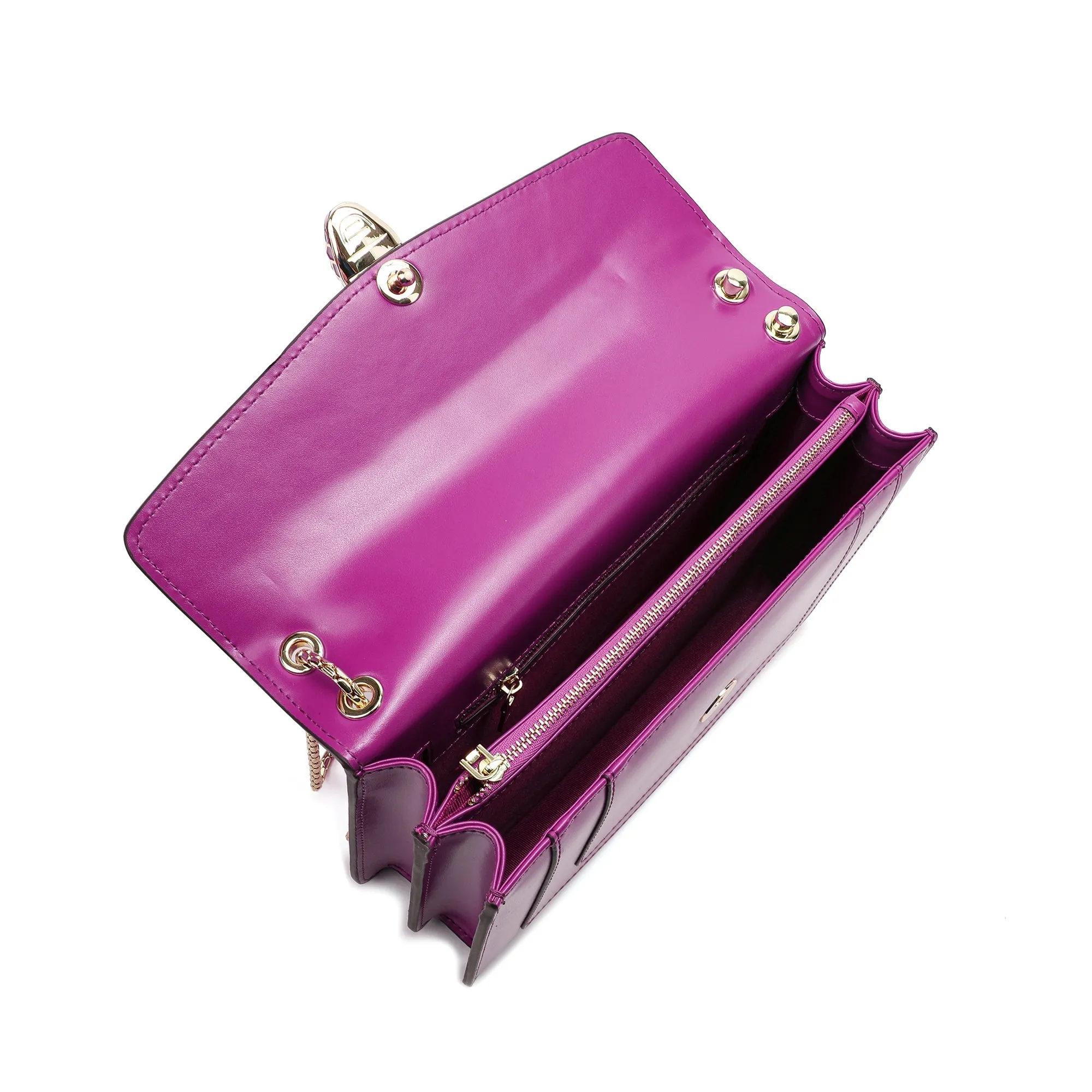 Smooth Leather Foldover Crossbody/Shoulder Bag