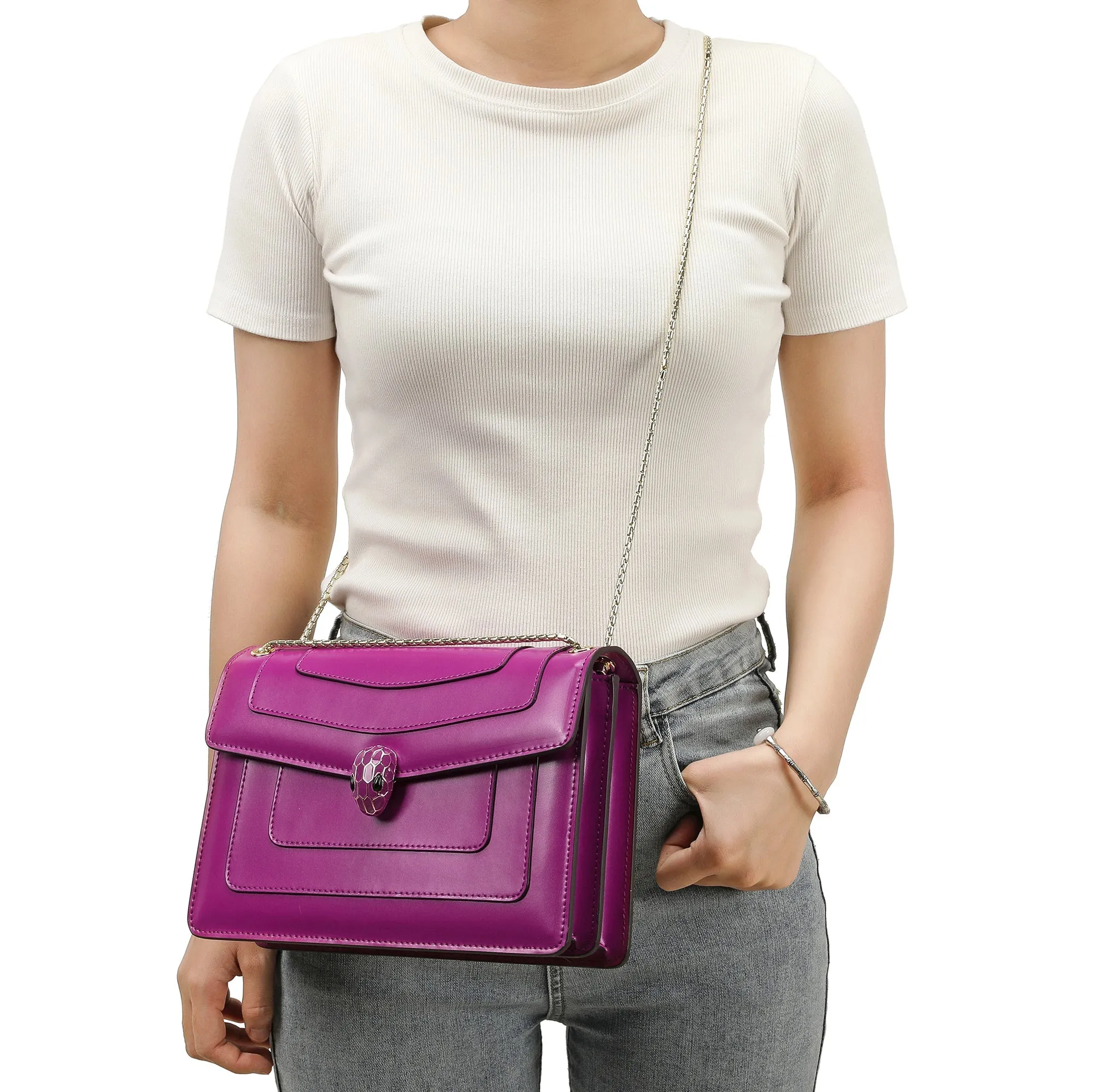 Smooth Leather Foldover Crossbody/Shoulder Bag