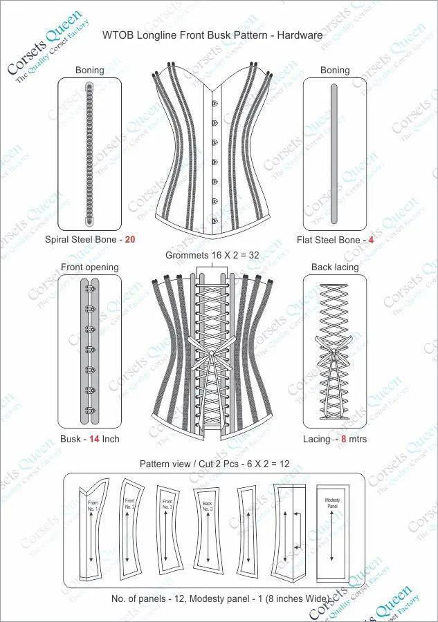 Snow Taffeta Waist Training Longline Corset