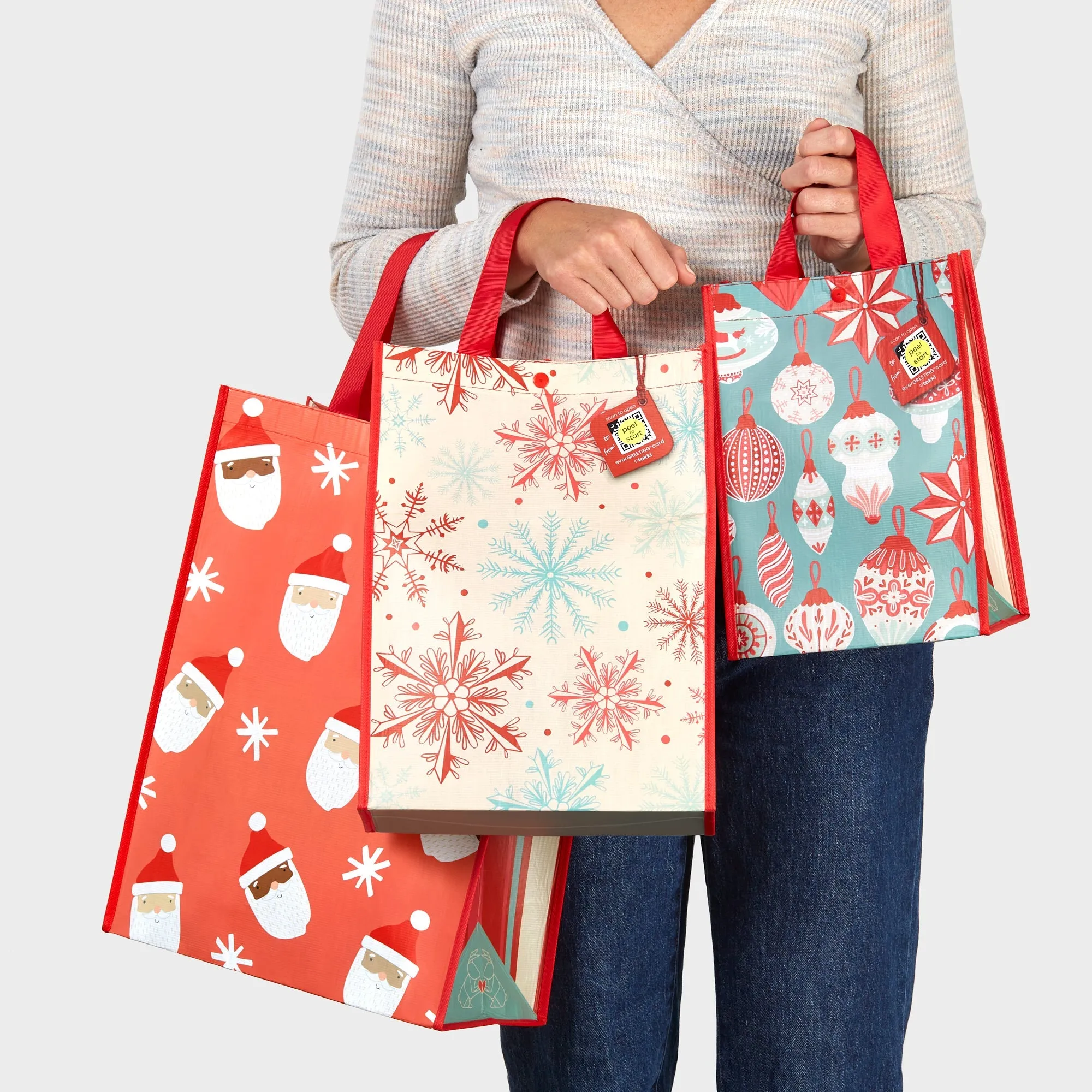 Snowflakes | Large | Reusable Gift Bag   QR Greeting Card