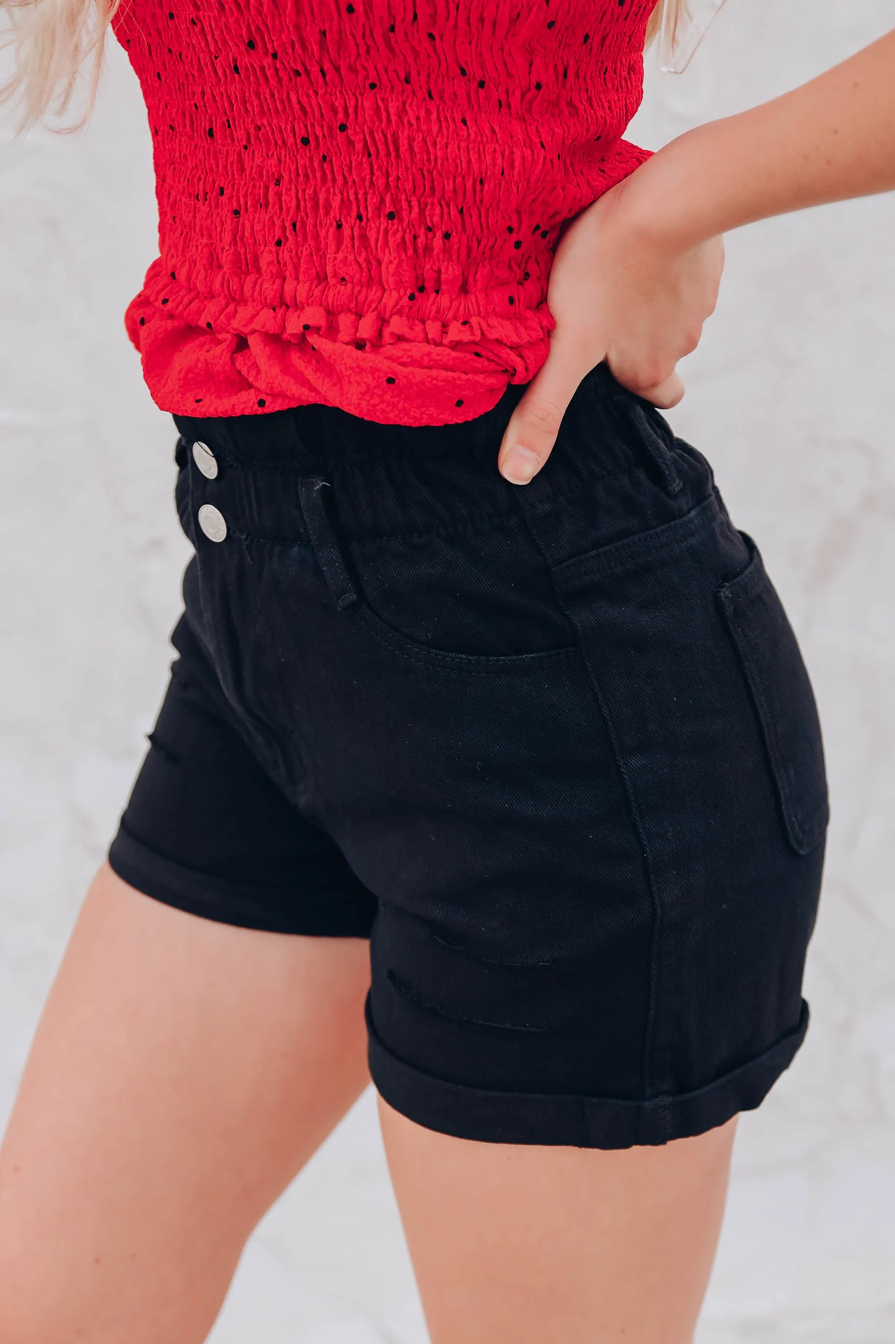 SoCal Black Denim Shorts