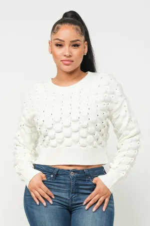 Soft Round Neck Puff Sweater Top