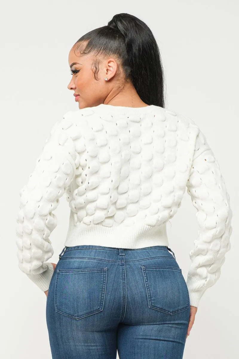Soft Round Neck Puff Sweater Top