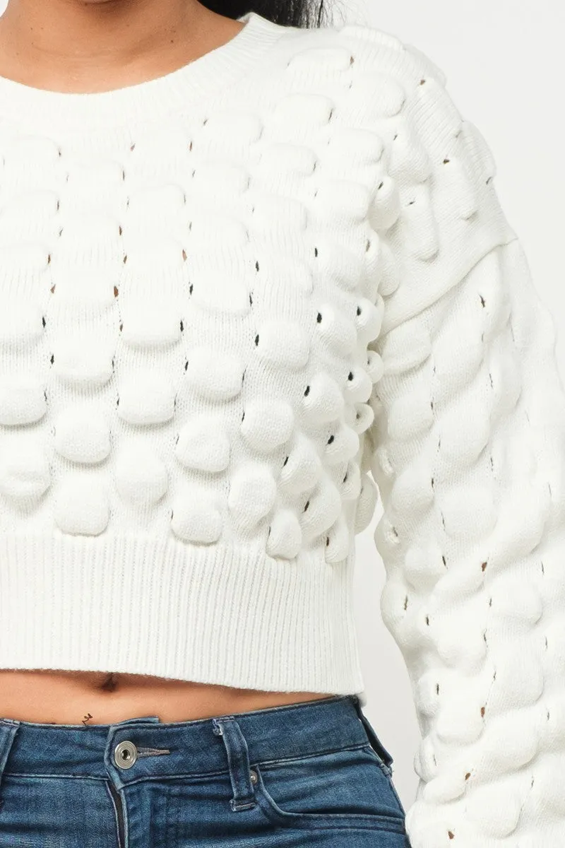 Soft Round Neck Puff Sweater Top