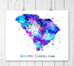 South Carolina Map Art Print - Unframed