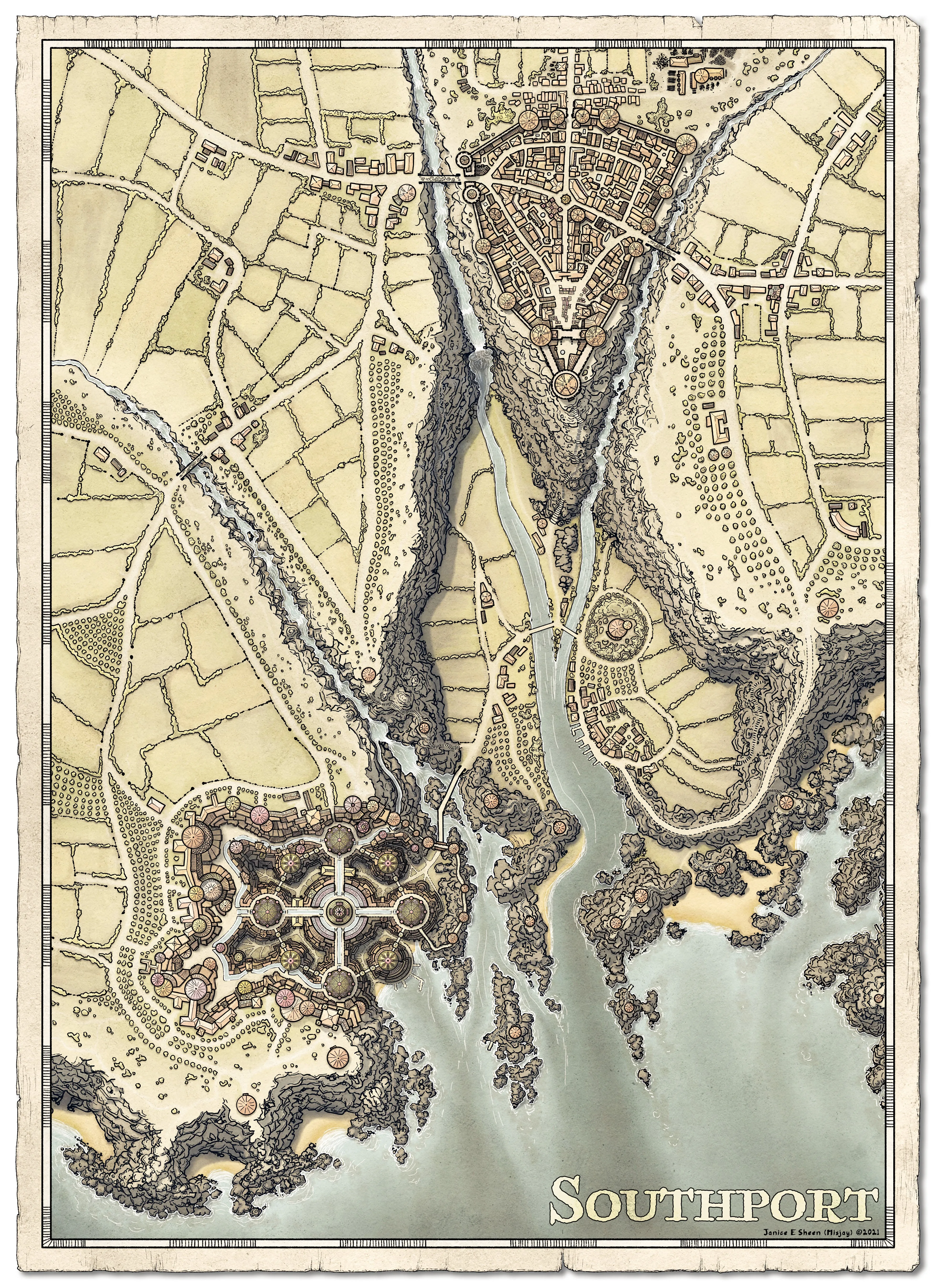 Southport Misjay Maps Canvas Art Print