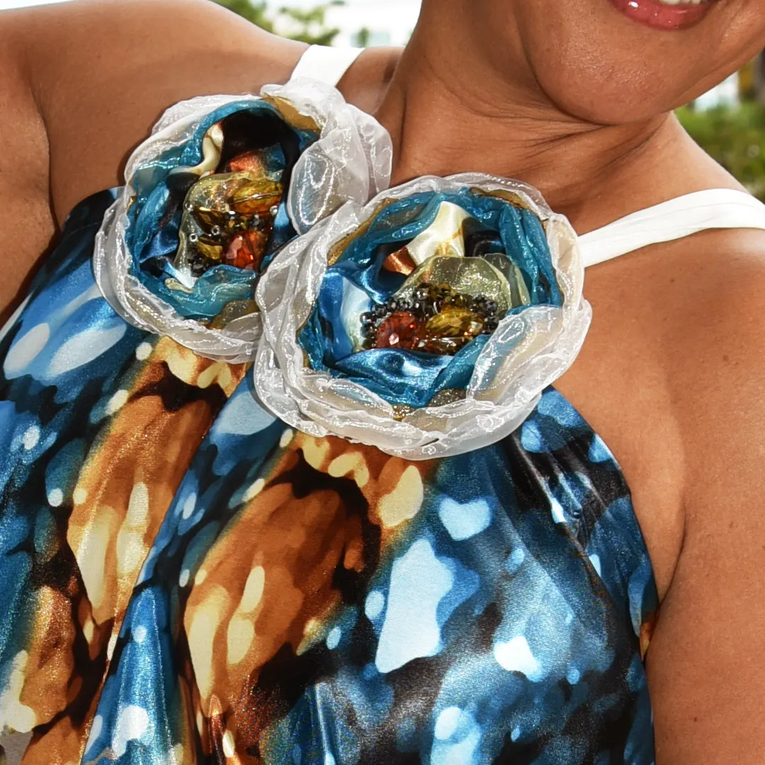 Spring Fresh / Designer Maxi Dress Boho Luxury Resort Wear Fabric Dress Artisan Concept Clothing Unique Upcycled Couture