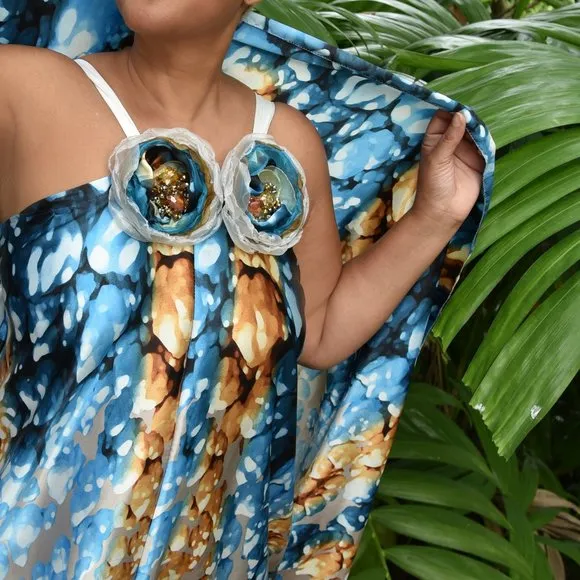 Spring Fresh / Designer Maxi Dress Boho Luxury Resort Wear Fabric Dress Artisan Concept Clothing Unique Upcycled Couture