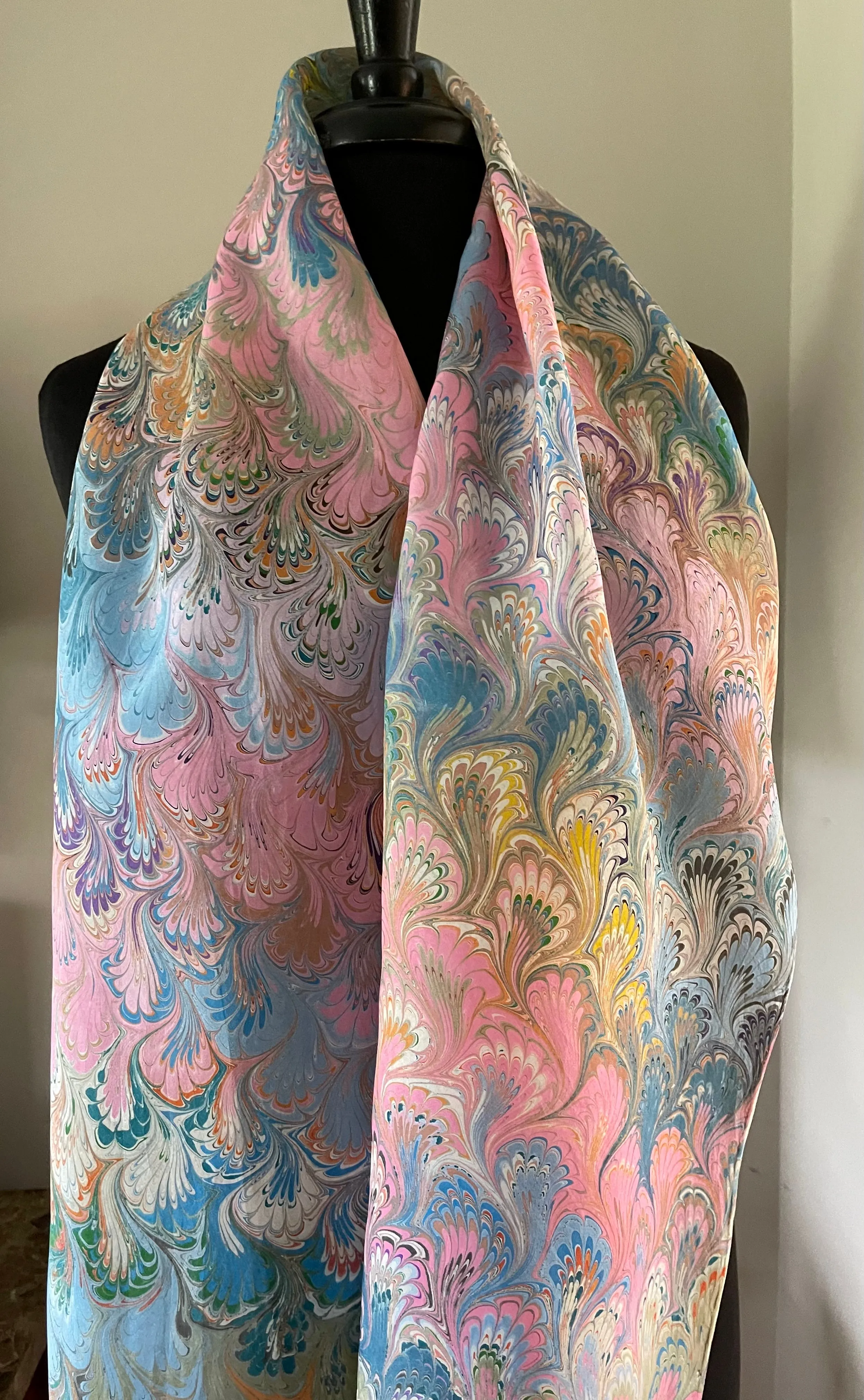 Spring multi colored bouquet  Patterned Habotai Silk