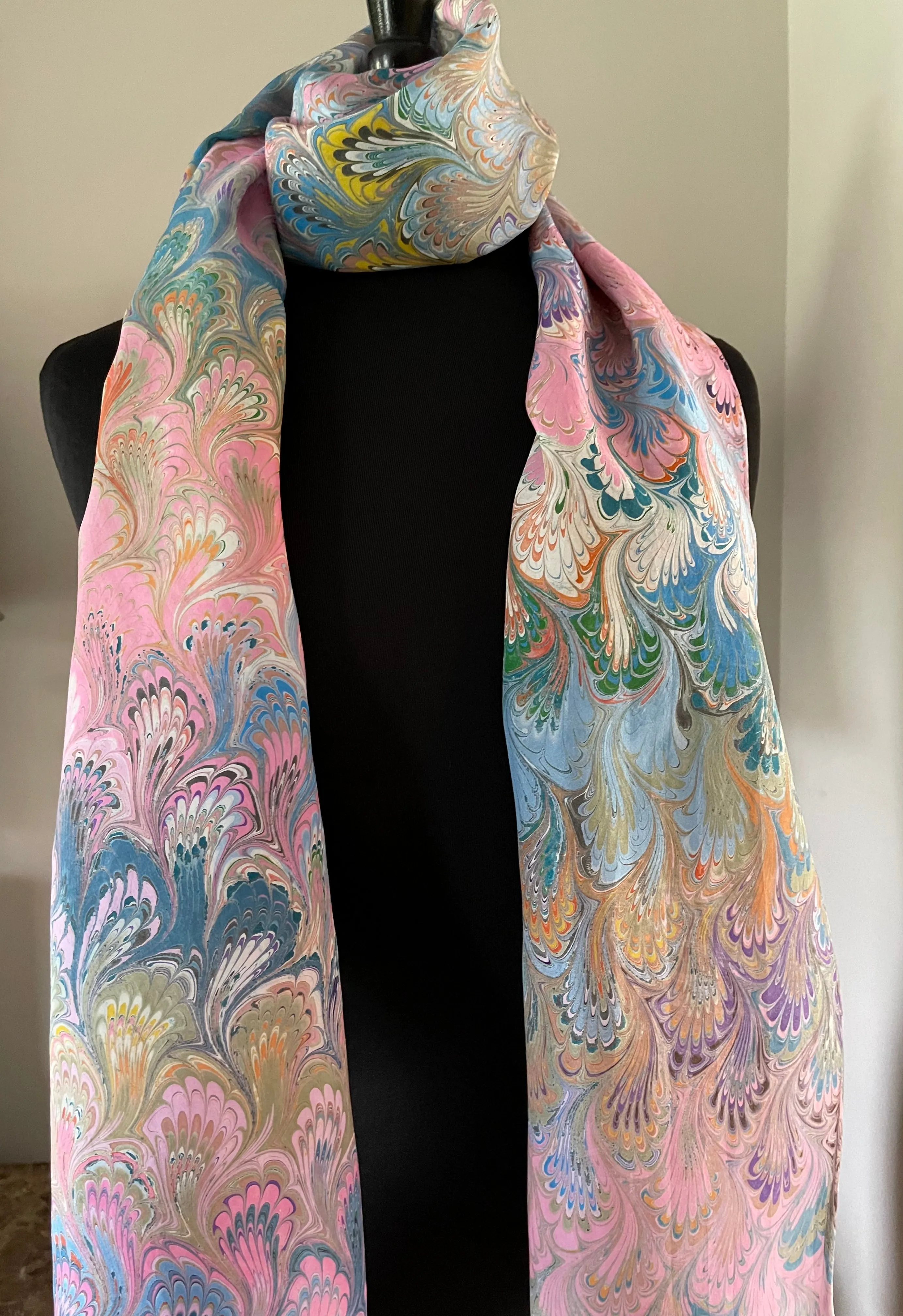 Spring multi colored bouquet  Patterned Habotai Silk
