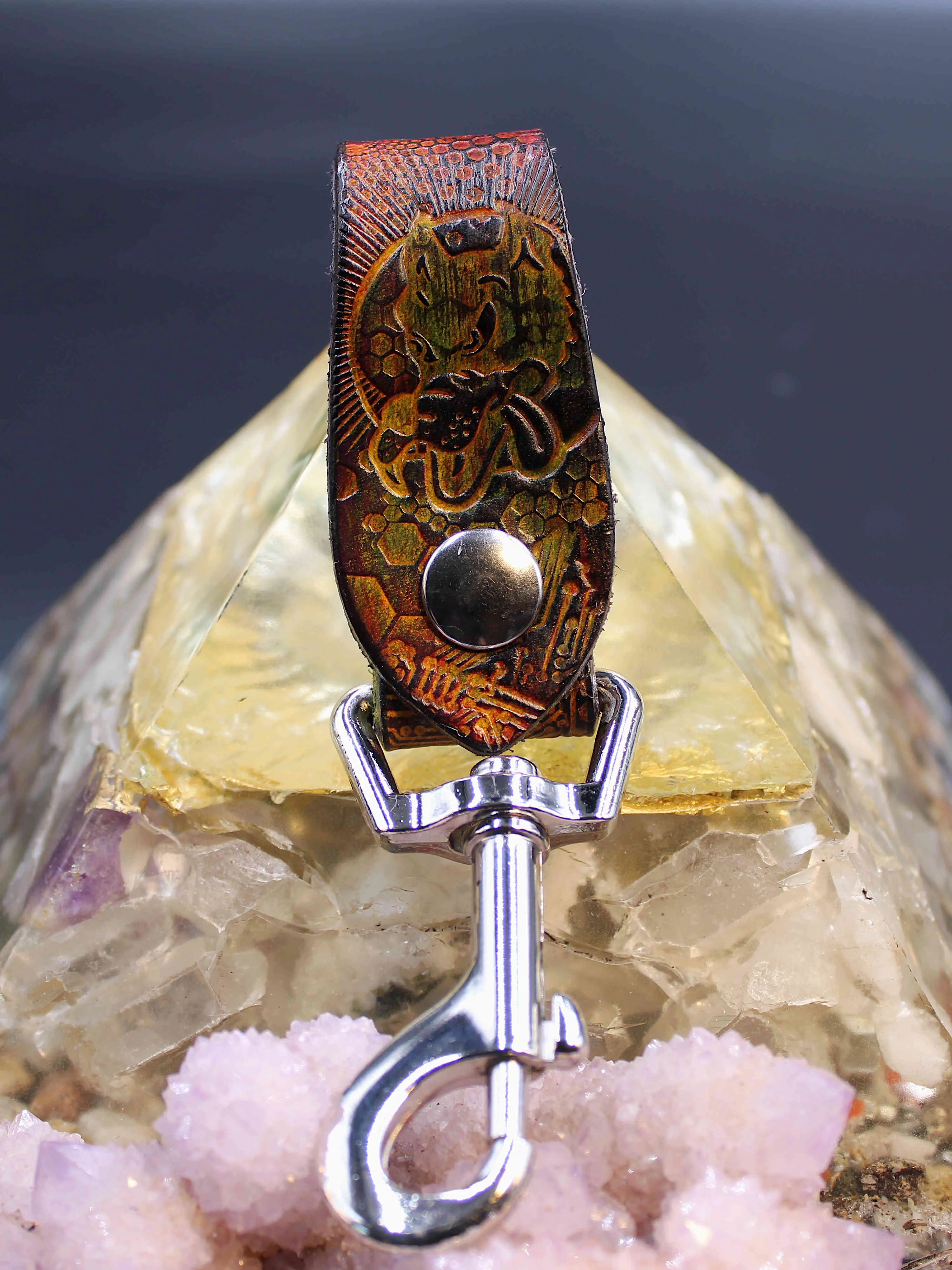 Stamped Leather Accessory Clip - Dire Wolf