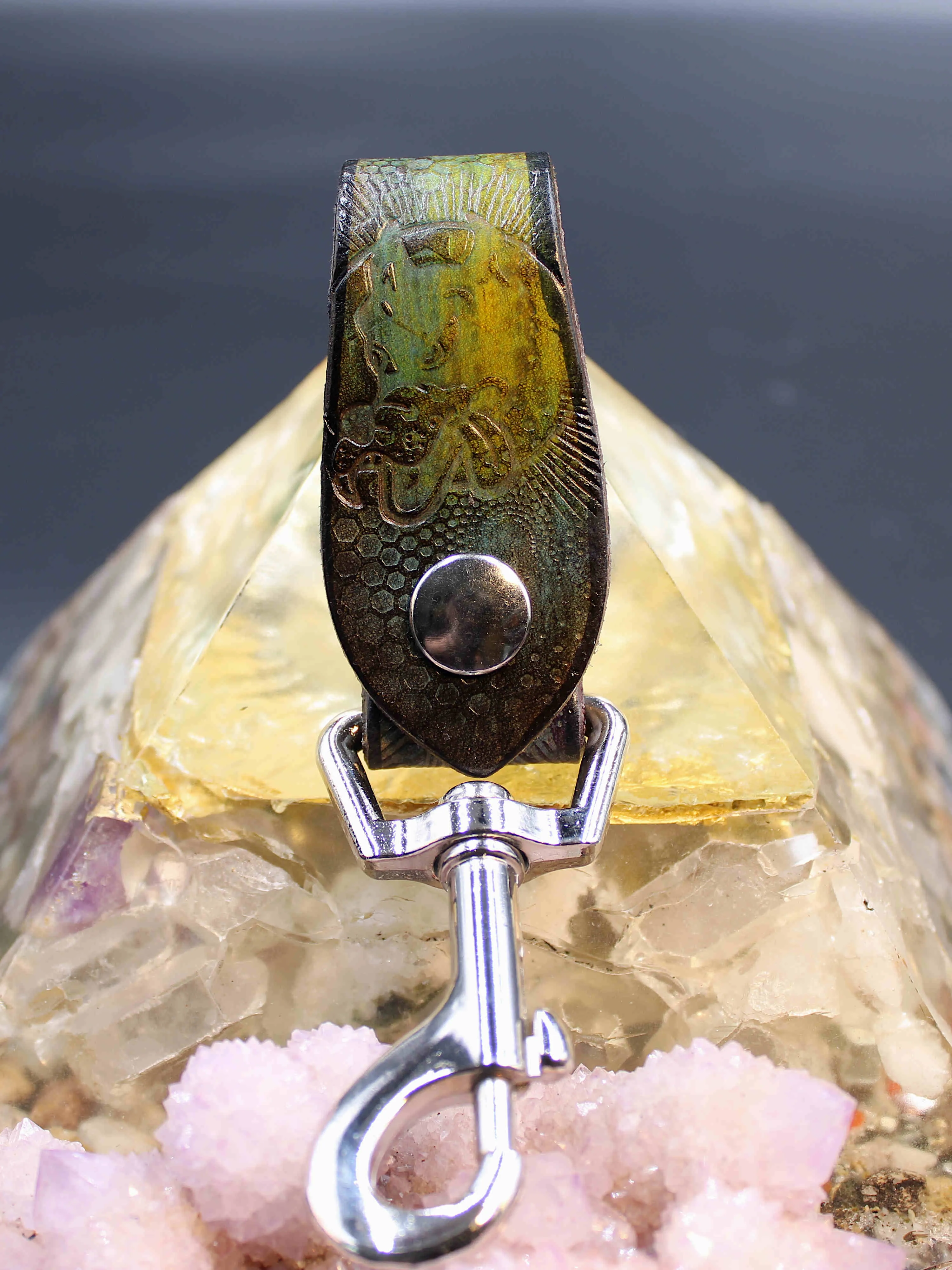 Stamped Leather Accessory Clip - Dire Wolf