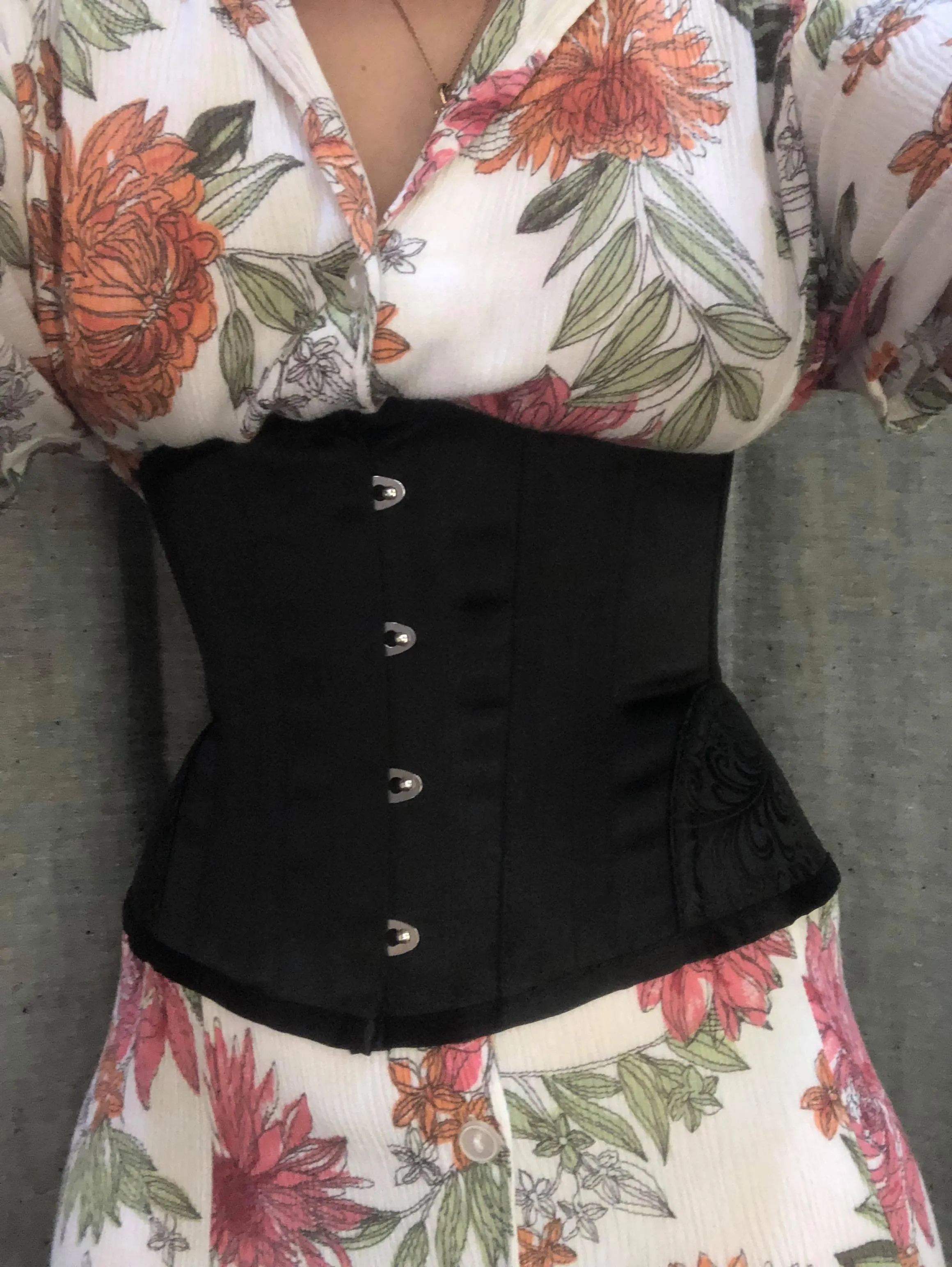 Steel Boned Waist Corset With Hip Panels
