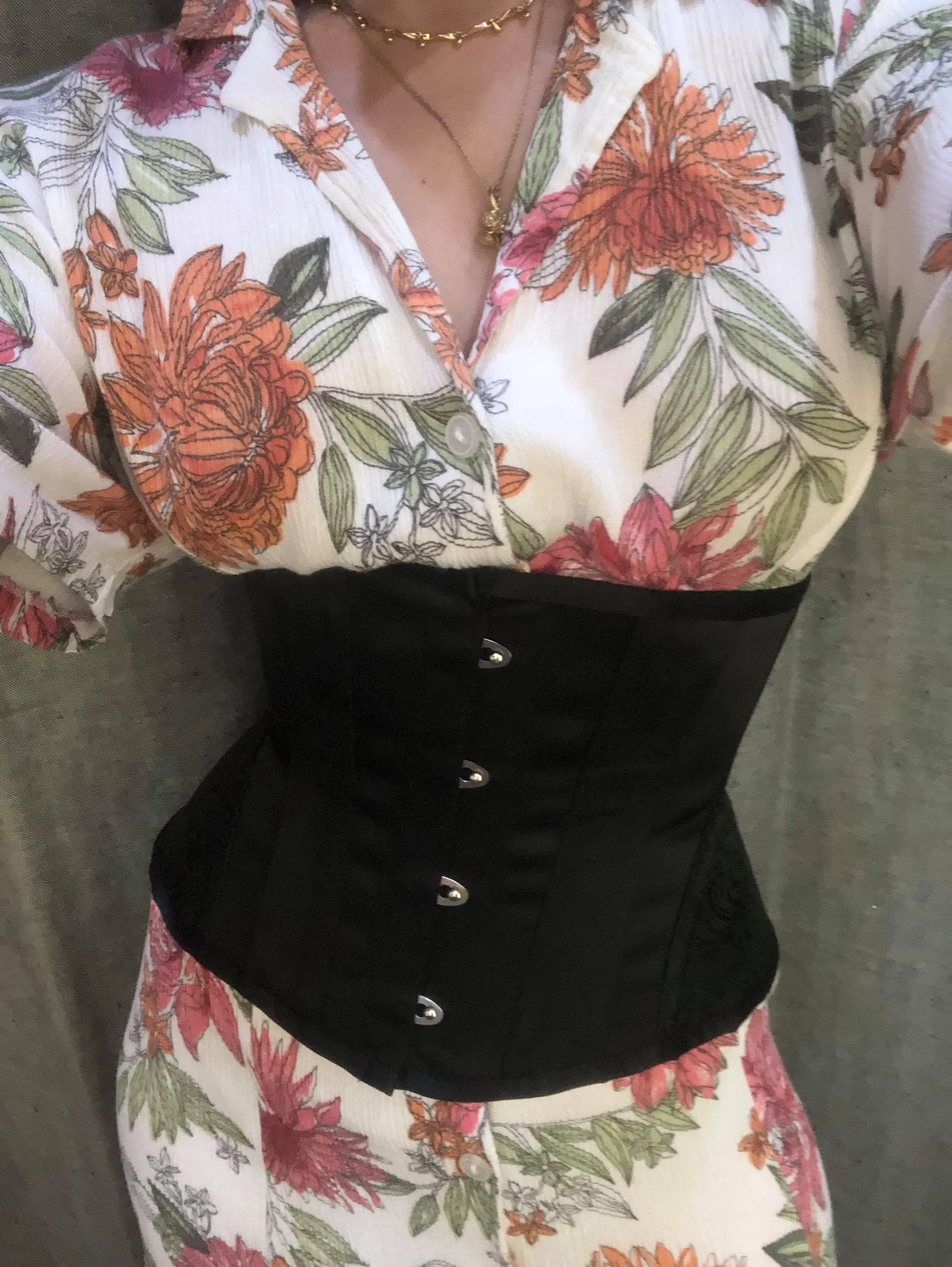 Steel Boned Waist Corset With Hip Panels