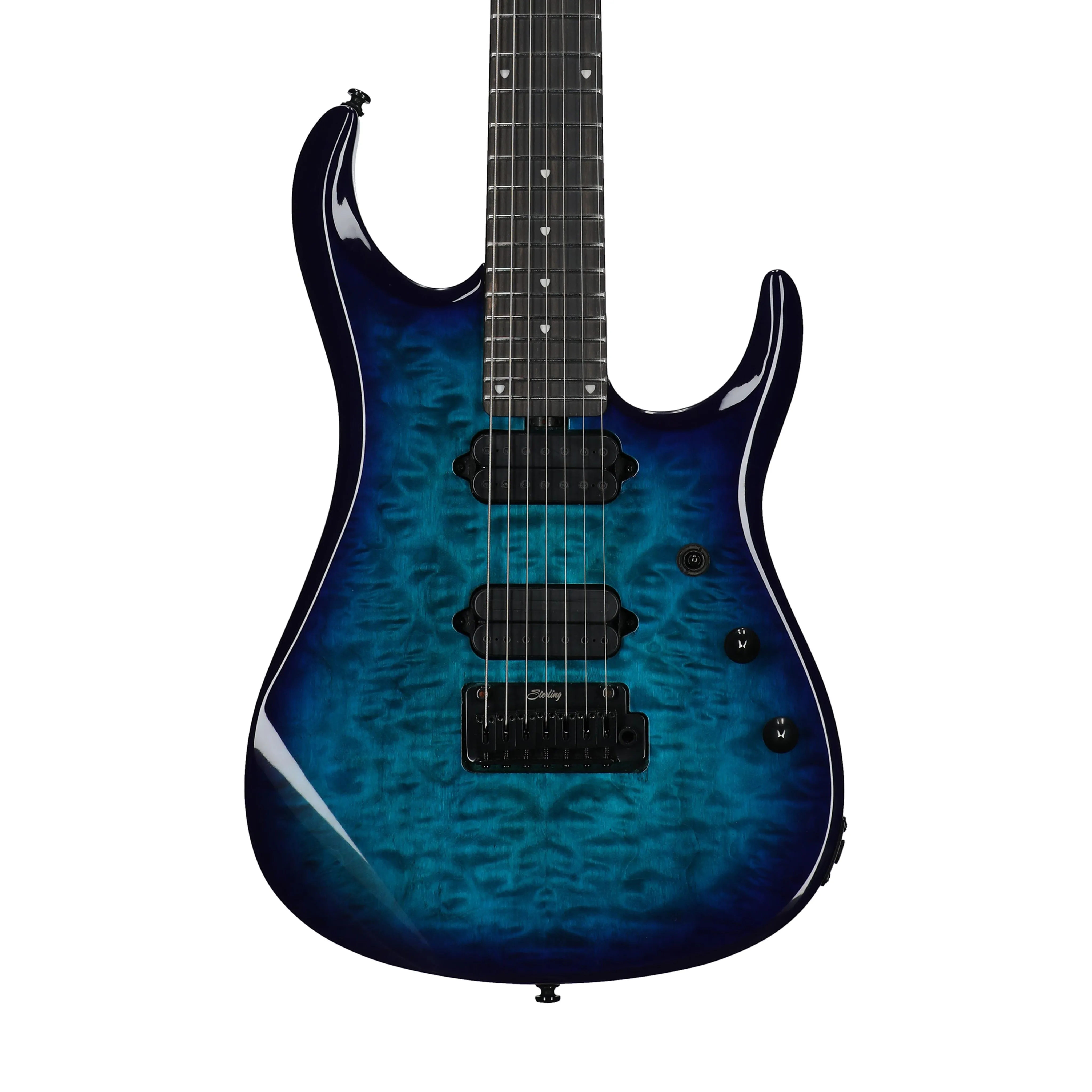 Sterling by Music Man JP157DQM John Petrucci Signature 7-string Electric Guitar, Cerulean Paradise