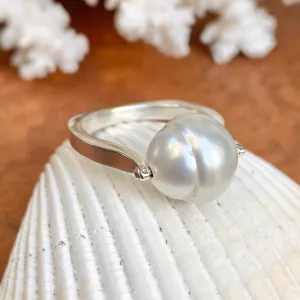 Sterling Silver Genuine 12mm Paspaley South Sea Pearl Modern Ring