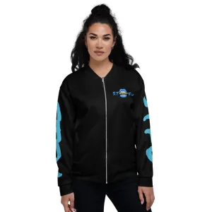 STFU Ice Blue Logo Unisex Bomber Jacket - Black