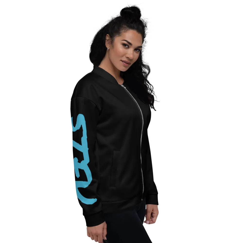 STFU Ice Blue Logo Unisex Bomber Jacket - Black