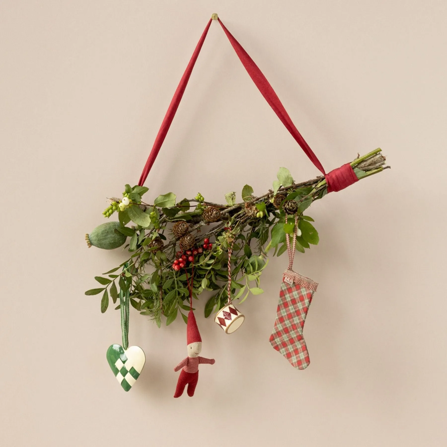 Stocking Ornament, Checker Red