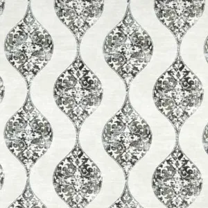 Straight Valance Custom Made in Shades of Grey, Pewter Floral Tear Drop Print, Fully Lined