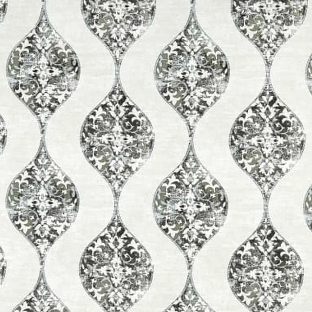 Straight Valance Custom Made in Shades of Grey, Pewter Floral Tear Drop Print, Fully Lined