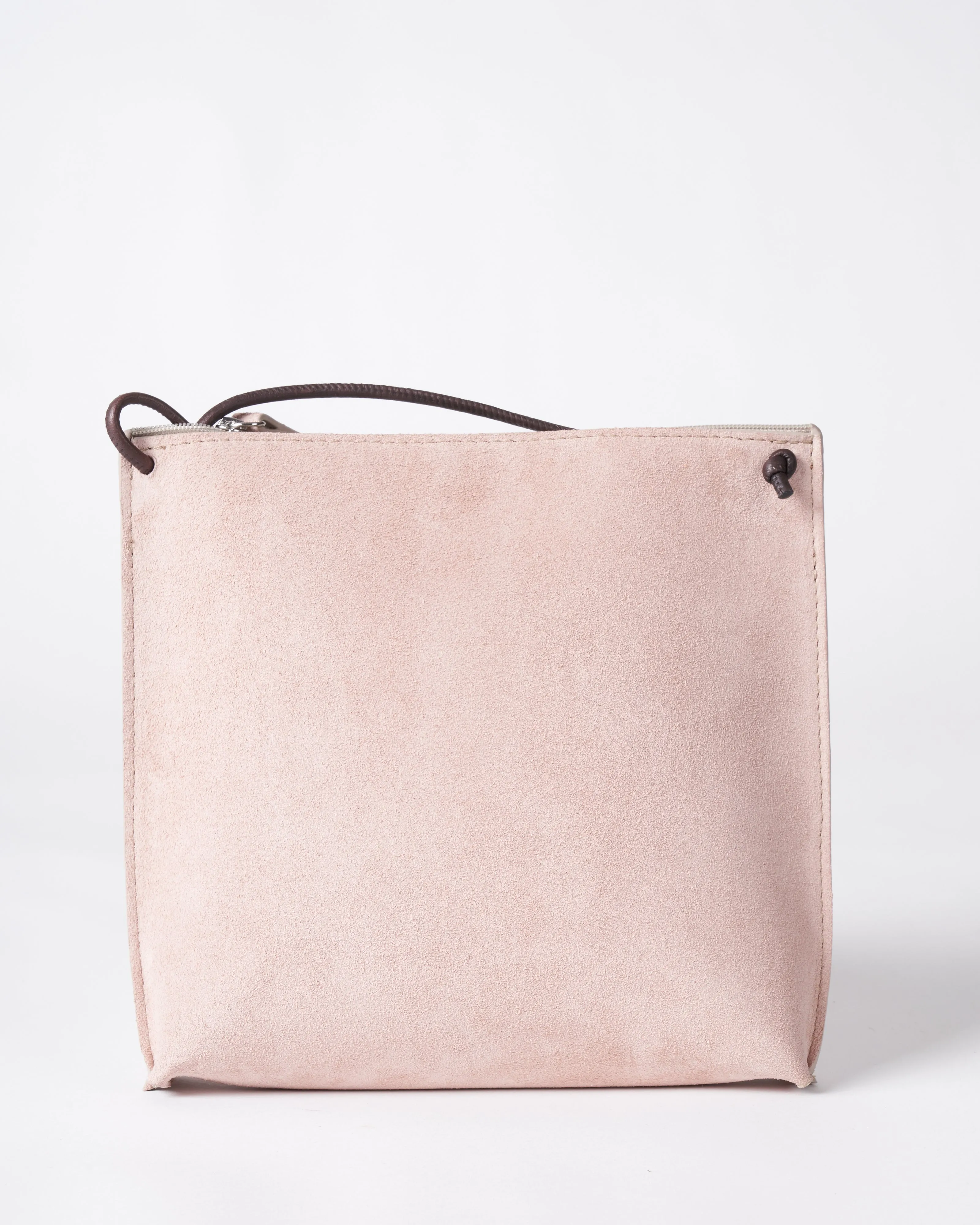 strappy pouch - blush suede