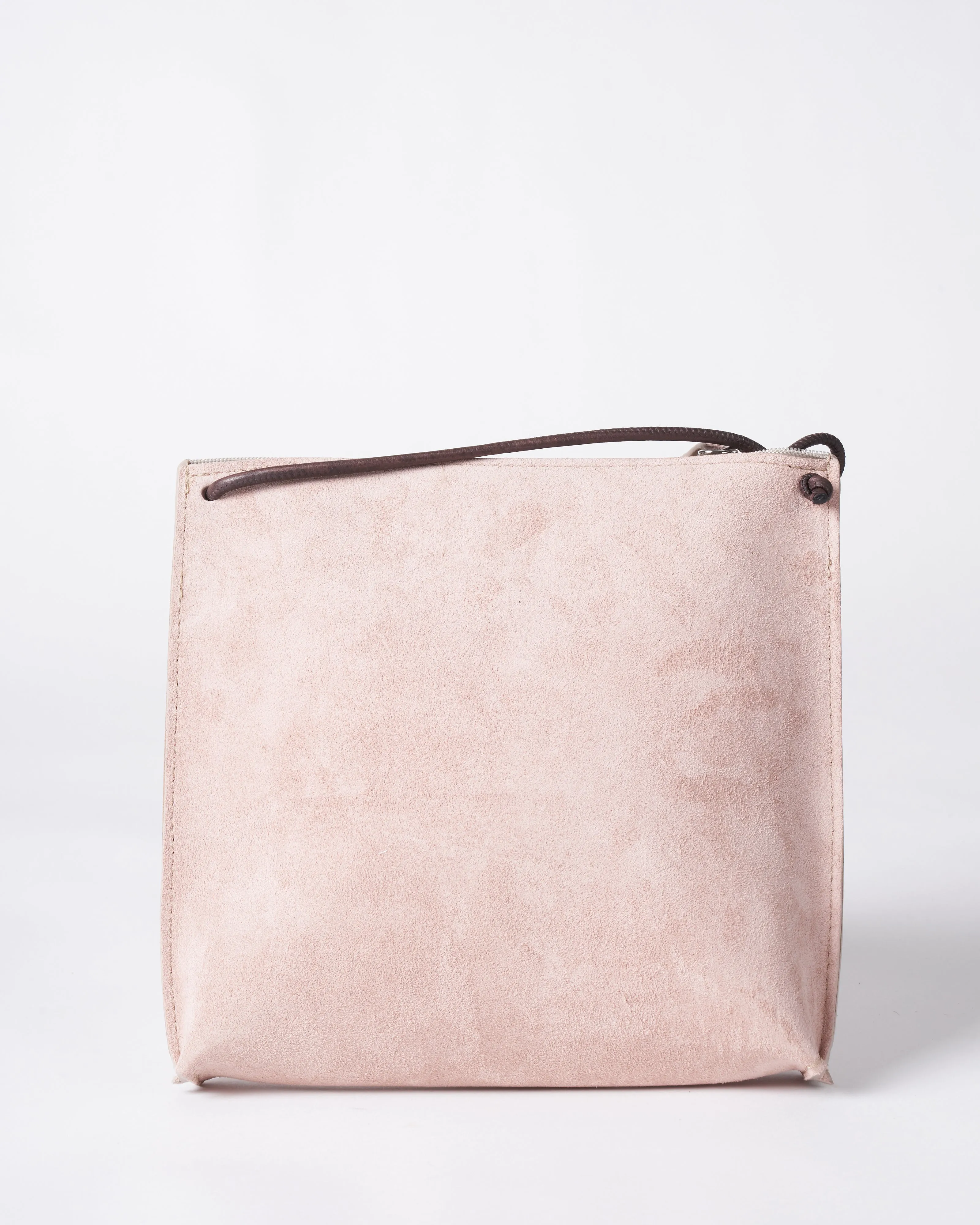 strappy pouch - blush suede