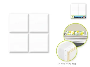 Stretch Artist Canvas: 4"x4" x1.4" Deep 4-Square Set Primed Back-Stapled