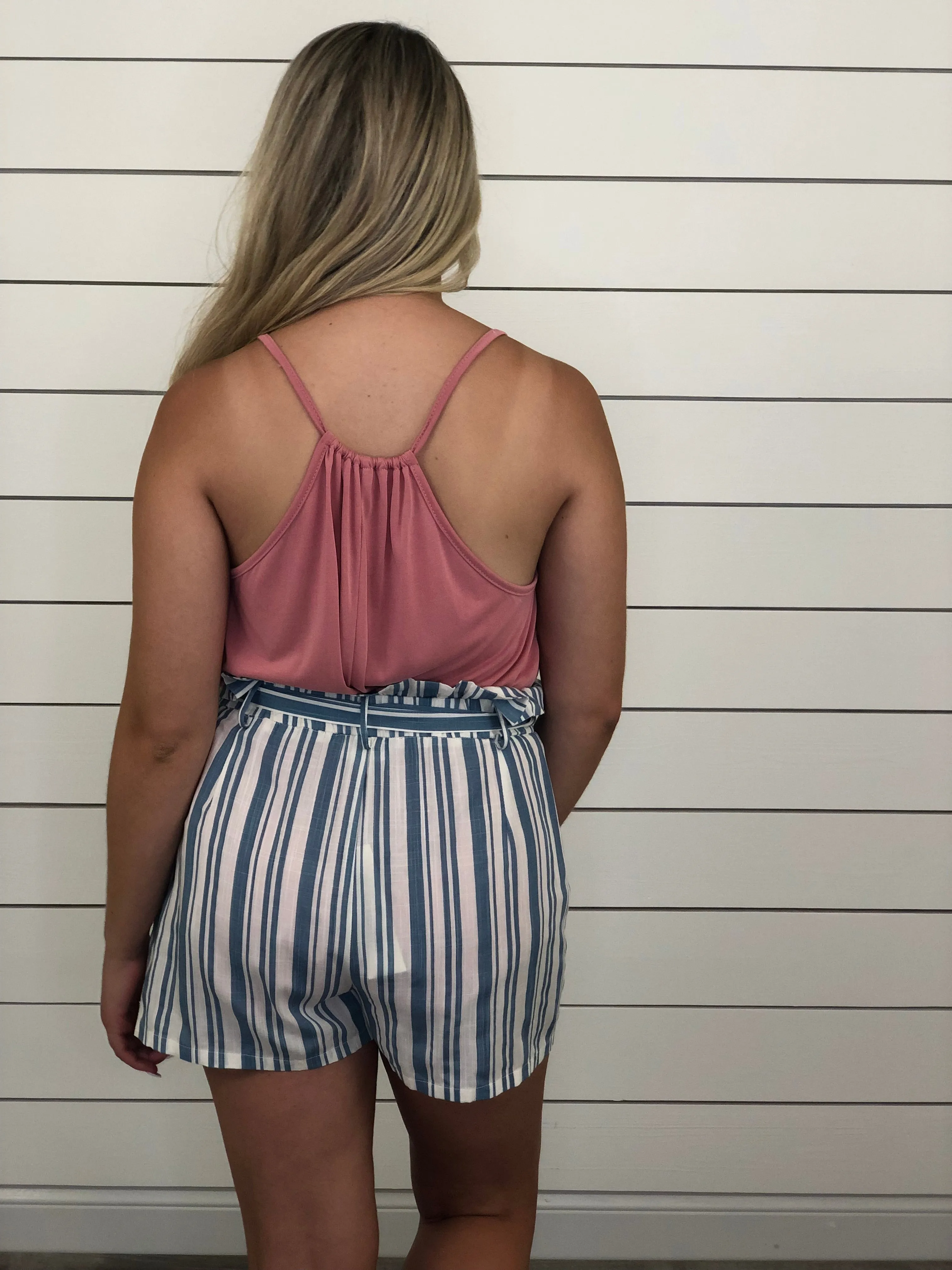 Striped Paper Bag Shorts