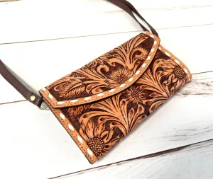 Sunflower Tooled Wallet Carryall Bag