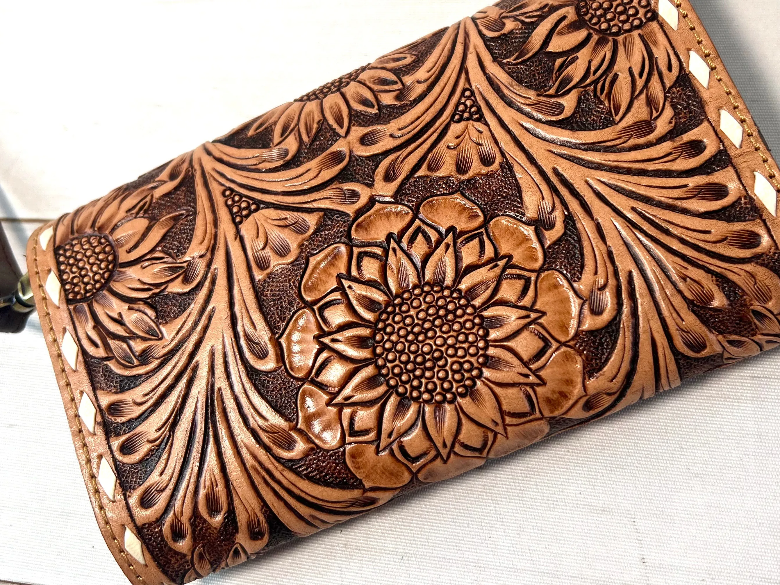 Sunflower Tooled Wallet Carryall Bag